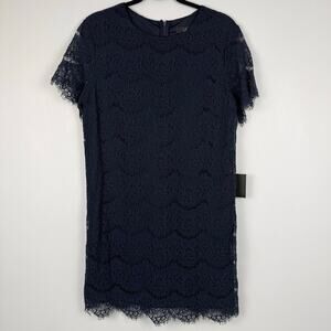 Lulu's Lace Navy Blue Cotton Short Sleeve NEW XL 'Brunch' Mini Shift Dress
